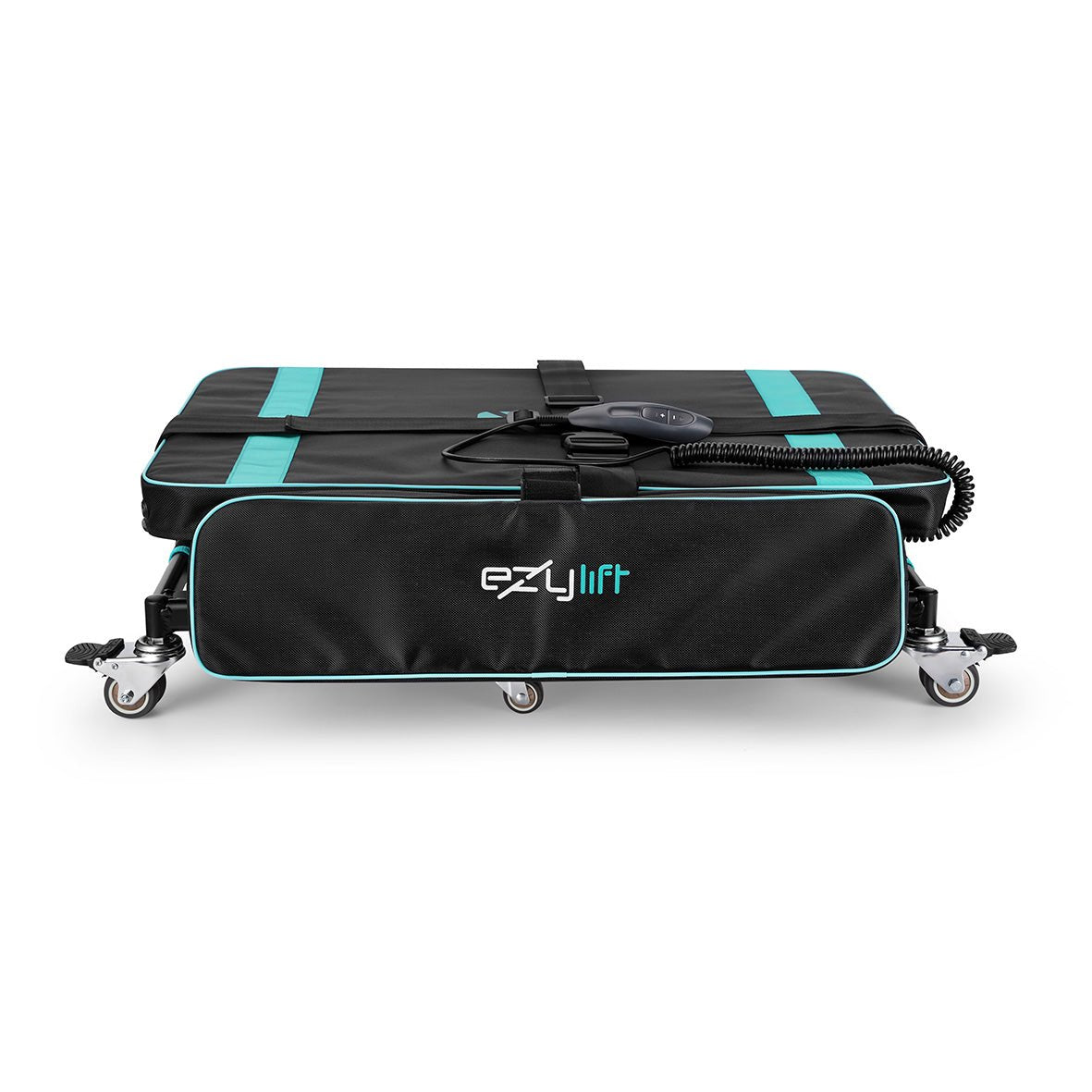Lowered Movinglife EZY LIFT carrying a folded mobility scooter