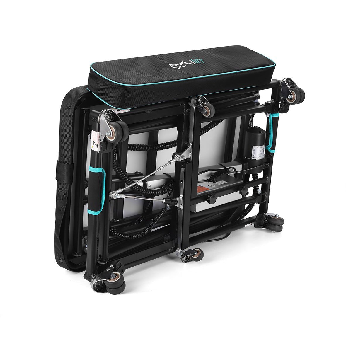 Folded Movinglife EZY LIFT showing its compact portable design