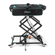 Raised Movinglife EZY LIFT showing the scissor lift mechanism