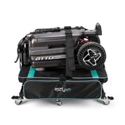 Raised Movinglife EZY LIFT holding a folded mobility scooter