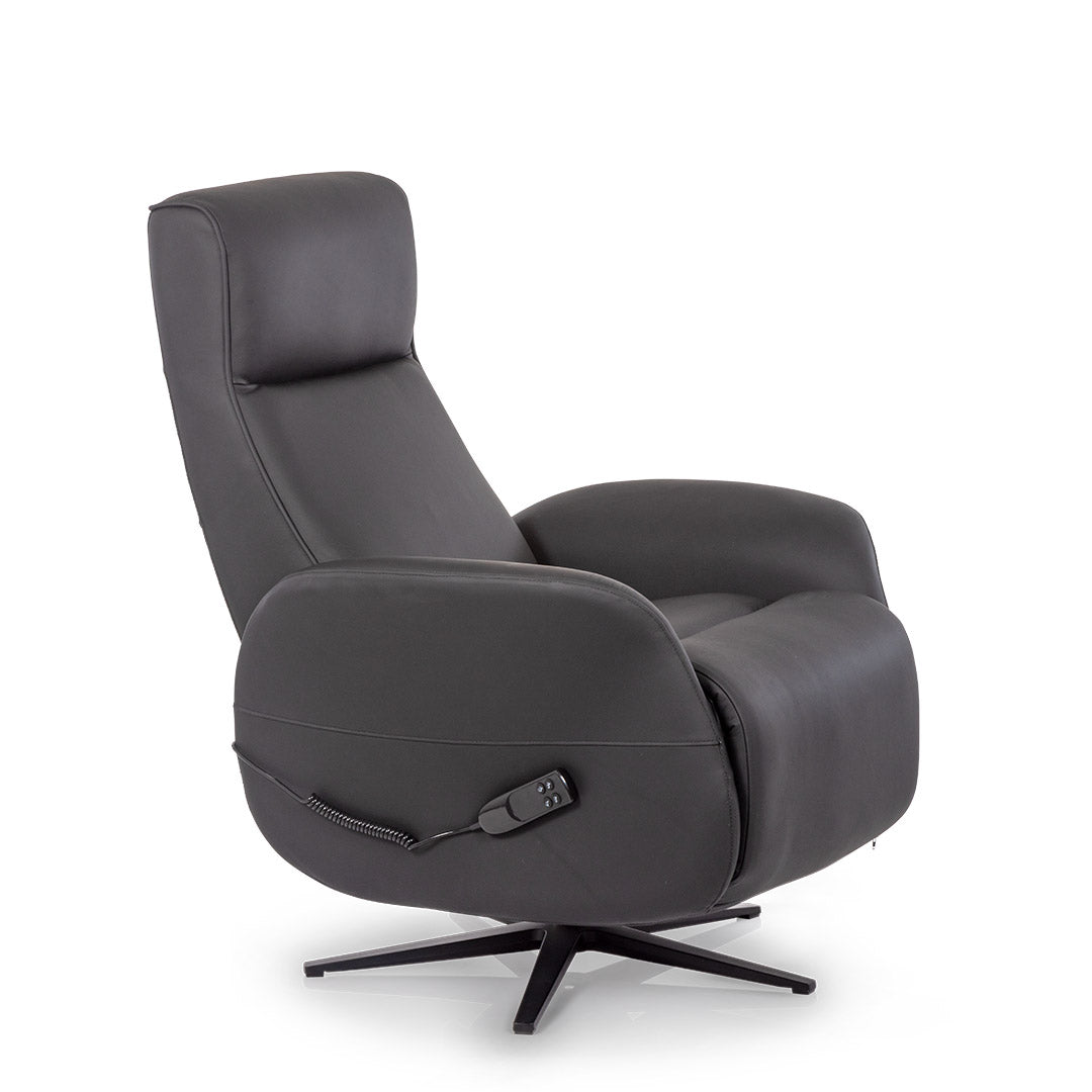 Black leather Movinglife EZY COMFORT reclining lift chair with remote