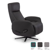 Black leather Movinglife EZY COMFORT reclining lift chair with color swatches