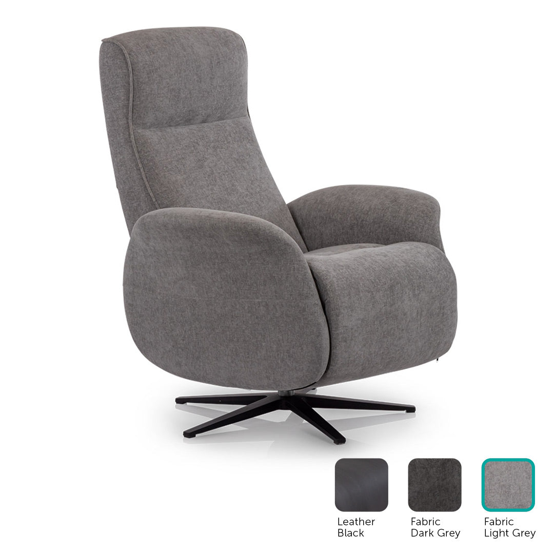 Light grey Movinglife EZY COMFORT reclining lift chair with color swatches