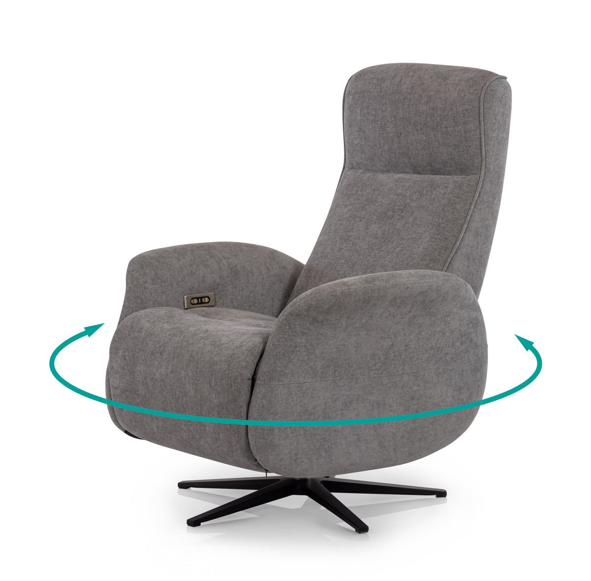 Grey Movinglife EZY COMFORT reclining lift chair showing swivel rotation