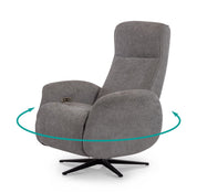 Grey Movinglife EZY COMFORT reclining lift chair showing swivel rotation