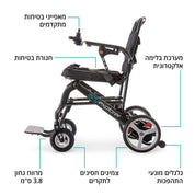 כסא גלגלים חשמלי מתקפל  - נוחות מקסימלית